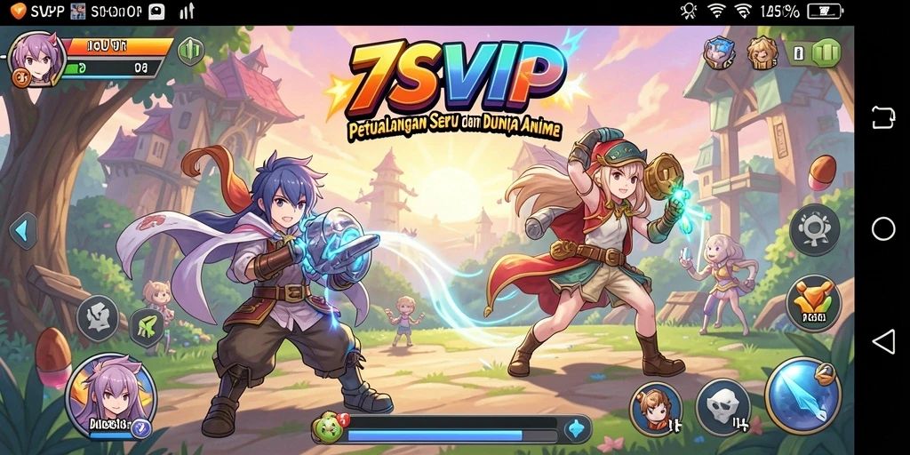 Screenshot menampilkan pertarungan epik dalam game Anime.