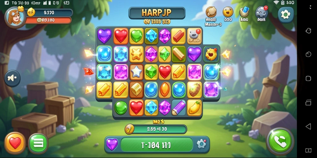 Tampilan gameplay seru di HARAPJP dengan tantangan Match-3.