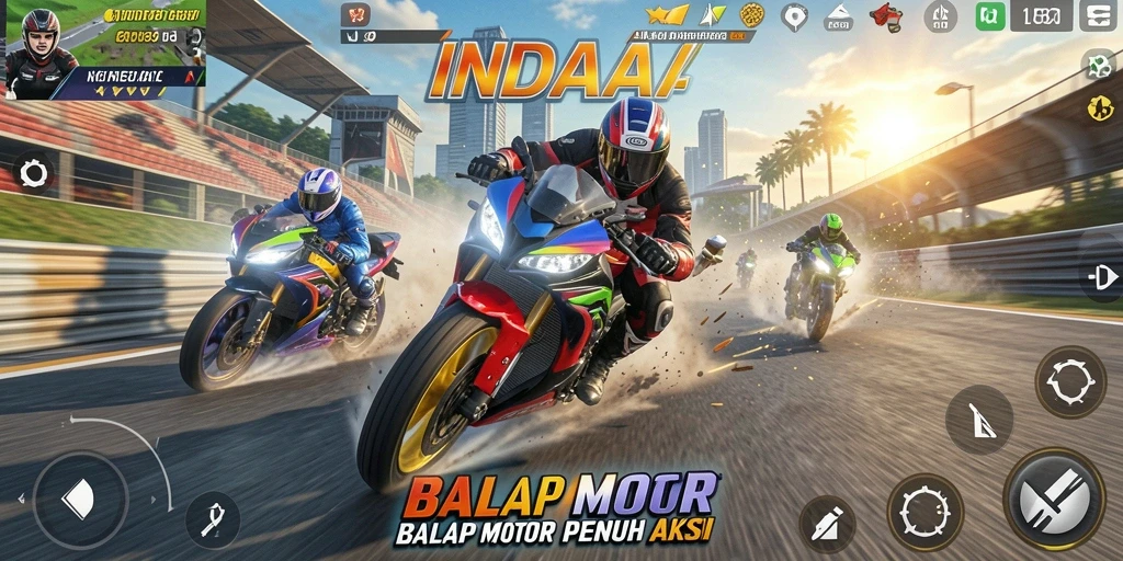 Tangkapan layar dari gameplay balap motor di INDAAA.