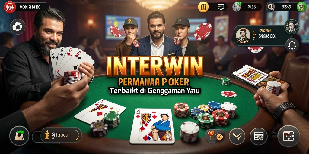 Tampilan gameplay Poker yang mendebarkan di INTERWIN.