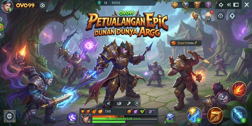Screenshot OVO99 menampilkan aksi pertempuran seru dan dunia yang luas.