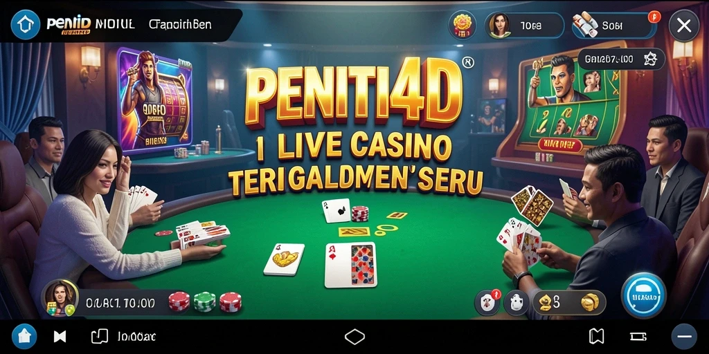 Screenshot gameplay PENITI4D menampilkan dealer profesional dan suasana kasino yang nyata.