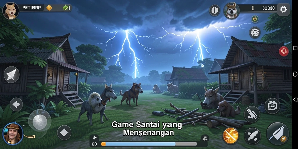 Tangkapan layar utama menunjukkan keseruan gameplay PETIRRP yang santai.