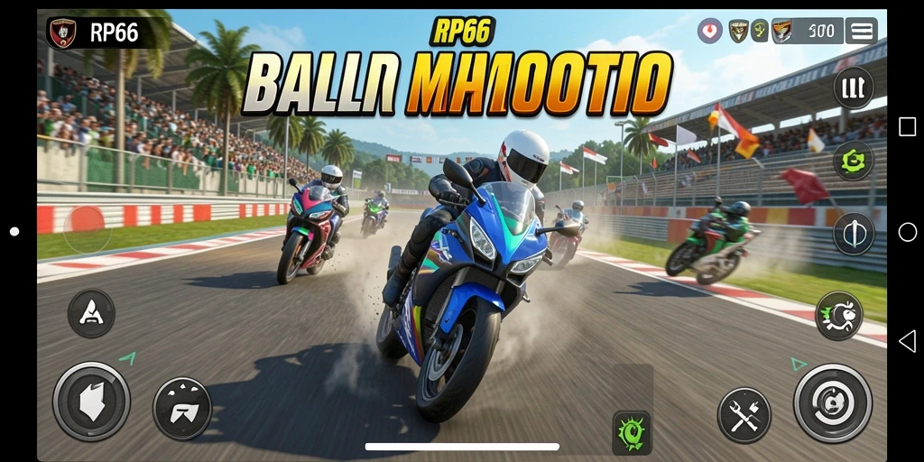 Tampilan gameplay intens saat balapan motor di RP66.