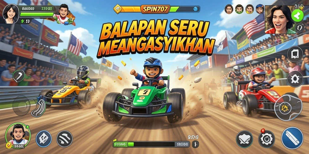 Tampilan gameplay SPIN707 yang seru dan mendebarkan saat balapan.
