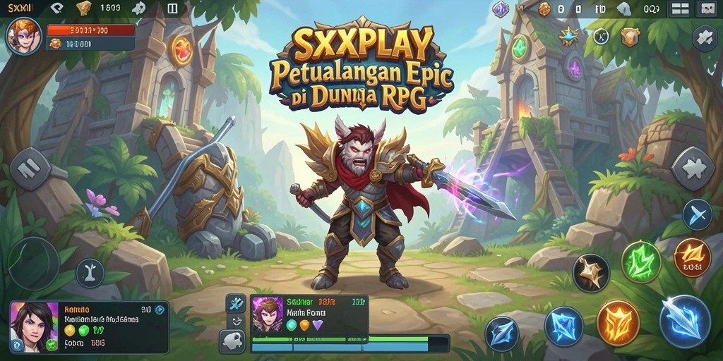 Screenshot SXXPLAY menampilkan aksi pertarungan seru di dunia RPG.