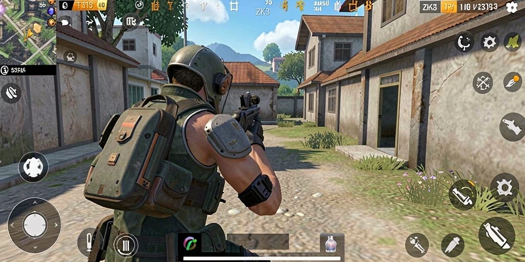Screenshot gameplay ZK3 menampilkan aksi seru dalam pertempuran TPS.